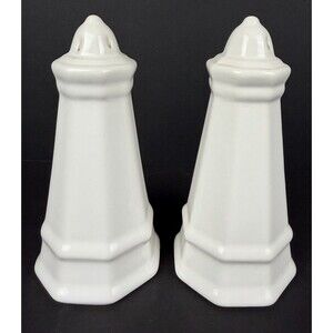 Lighthouse Salt & Pepper Shakers, White, 6 x 2.5 inches